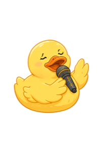 Karaoke duck, a hand-drawn collectible character